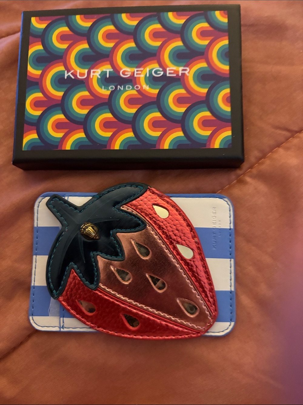 Kurt Geiger  women’s Strawberry Card Holder in Red, Blue & White